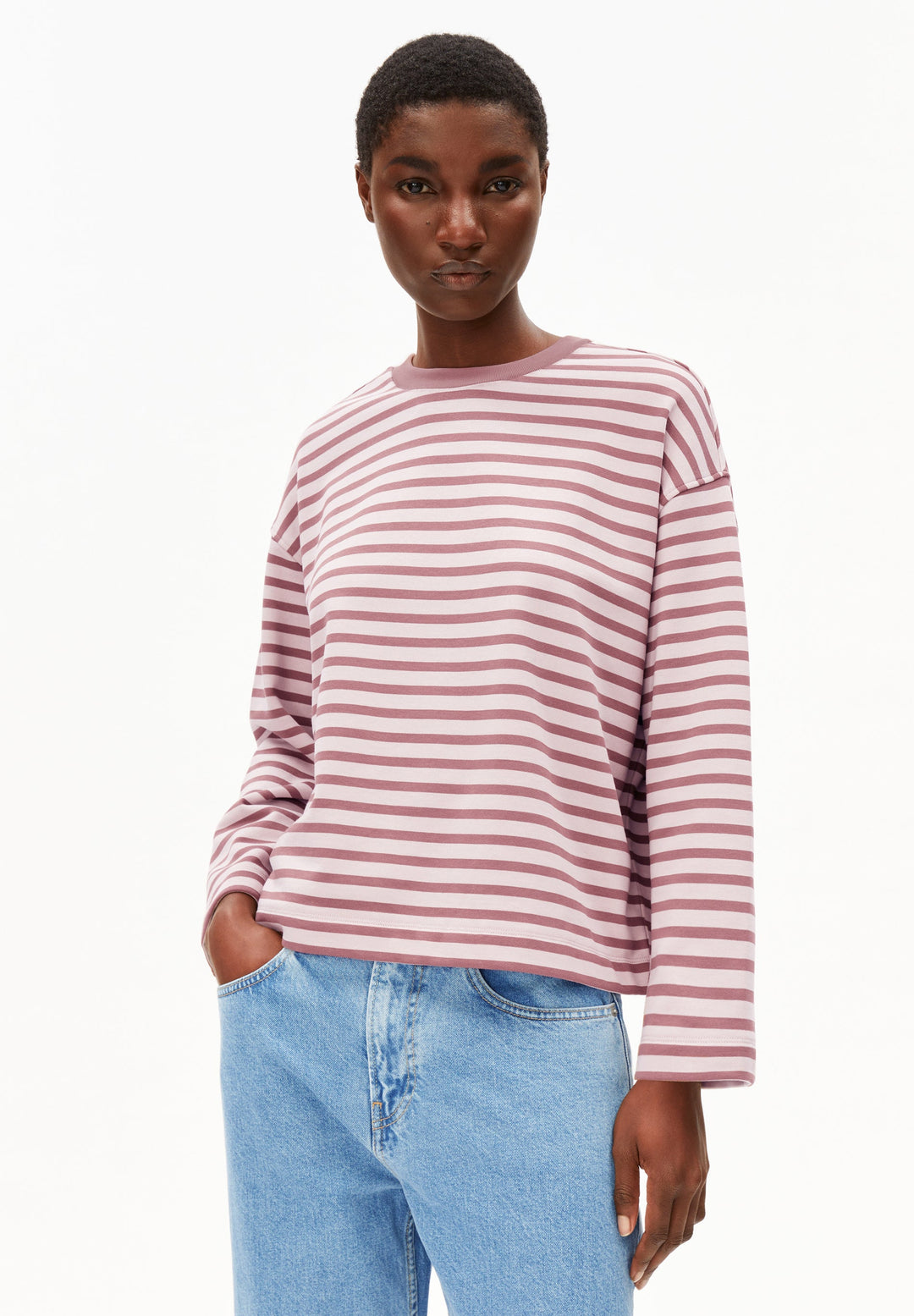 Sweater FRANKAA MAARLEN STRIPE Ice Grape - Dark Berry von Armedangels