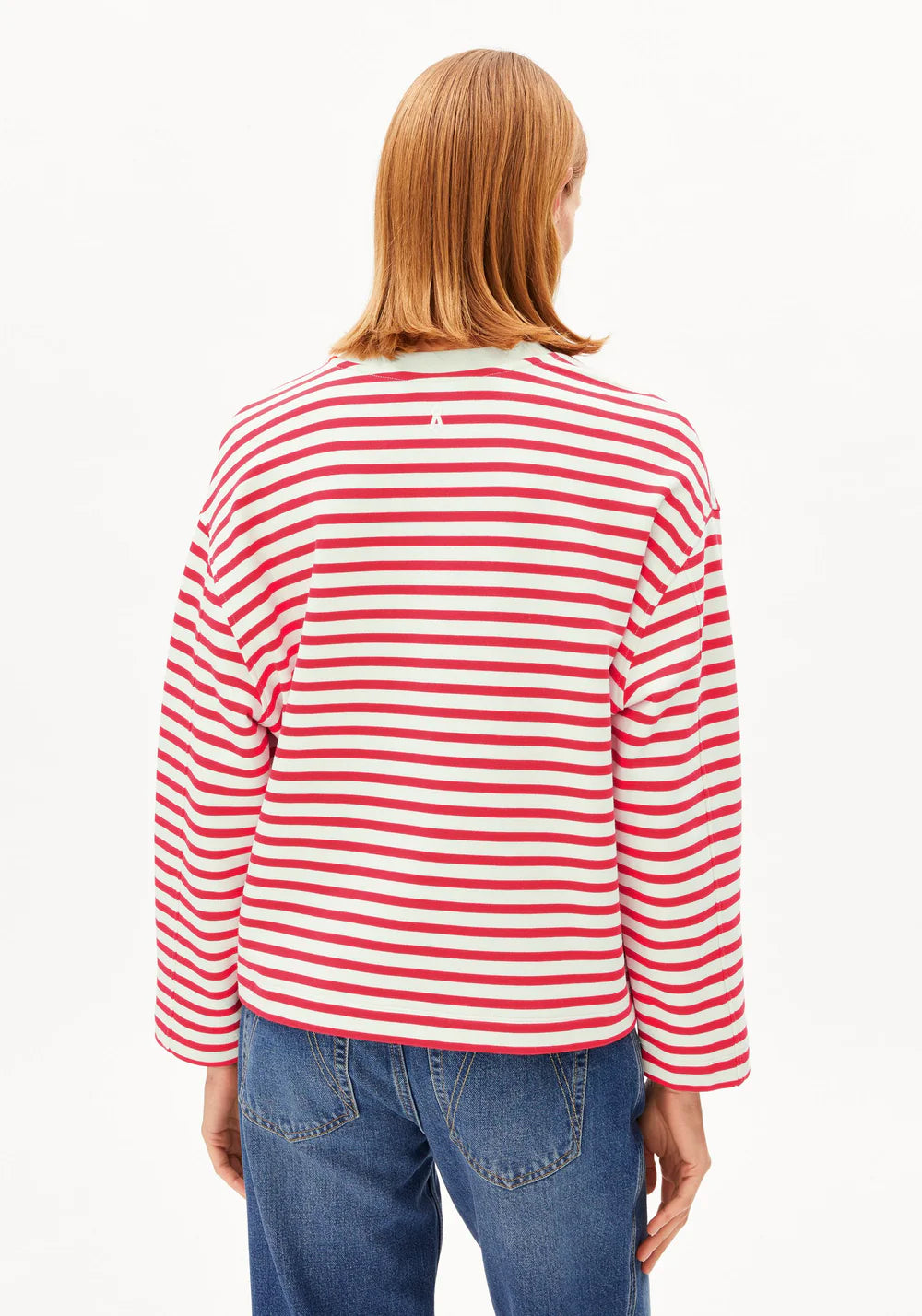 Sweater FRANKAA MAARLEN STRIPE Undyed-Mars Red von Armedangels 1
