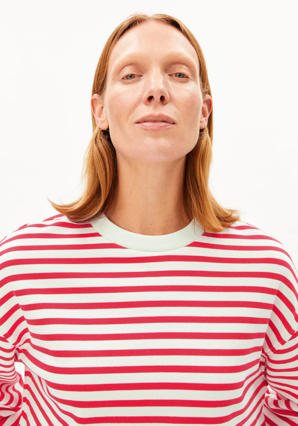 Sweater FRANKAA MAARLEN STRIPE Undyed-Mars Red von Armedangels 2