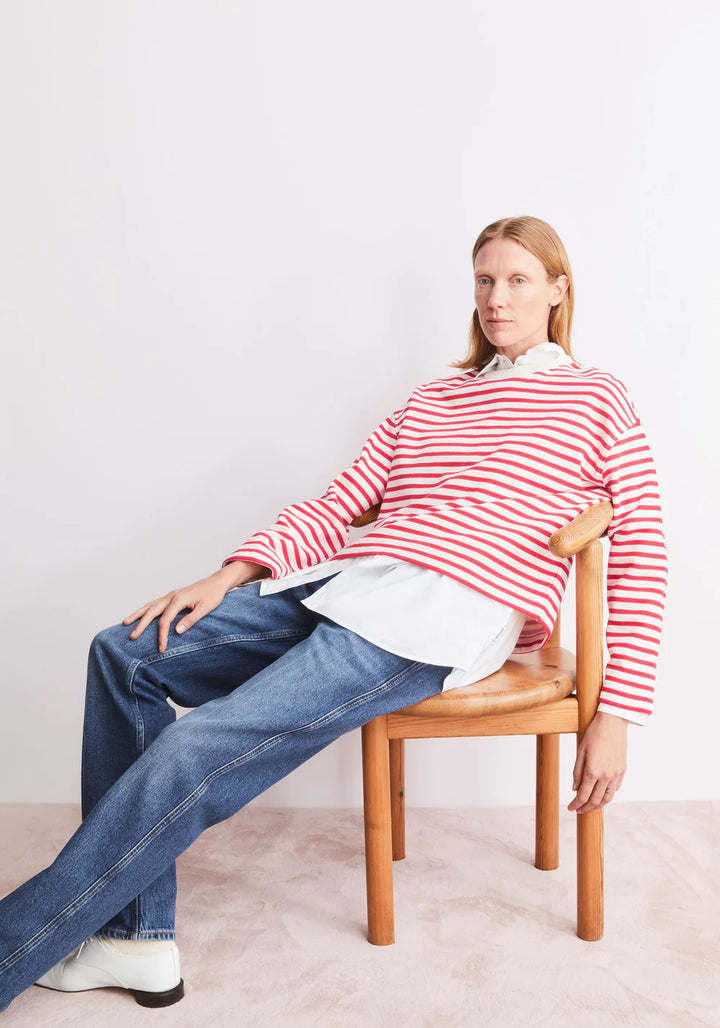 Sweater FRANKAA MAARLEN STRIPE Undyed-Mars Red von Armedangels 3