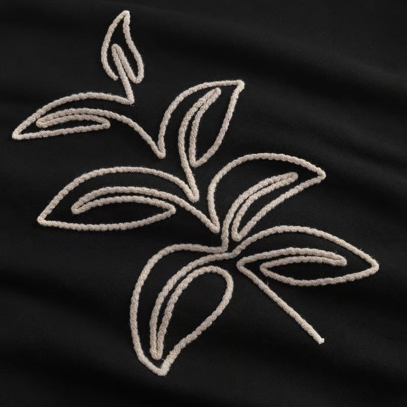 Sweatshirt Ystad Line Art Leaves Black von Dedicated 2