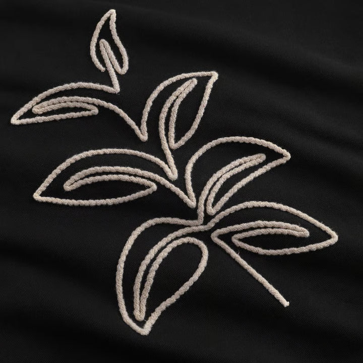 Sweatshirt Ystad Line Art Leaves Black von Dedicated 2