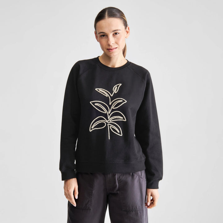 Sweatshirt Ystad Line Art Leaves Black von Dedicated 