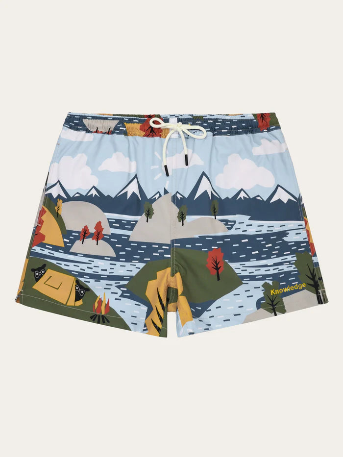 Swimshorts Mid Thigh Print Blue von Knowledge Cotton Apparel