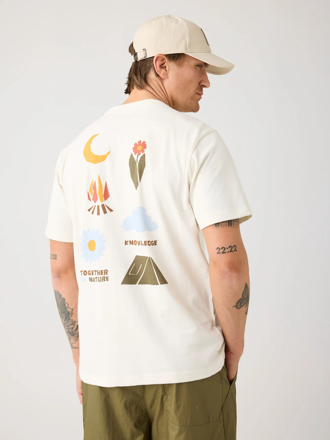 T-Shirt Back Print Egret von Knowledge Cotton Apparel 2