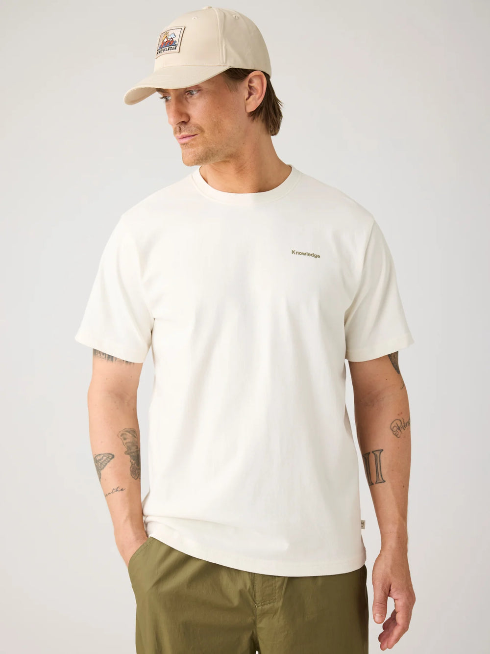 T-Shirt Back Print Egret von Knowledge Cotton Apparel 3