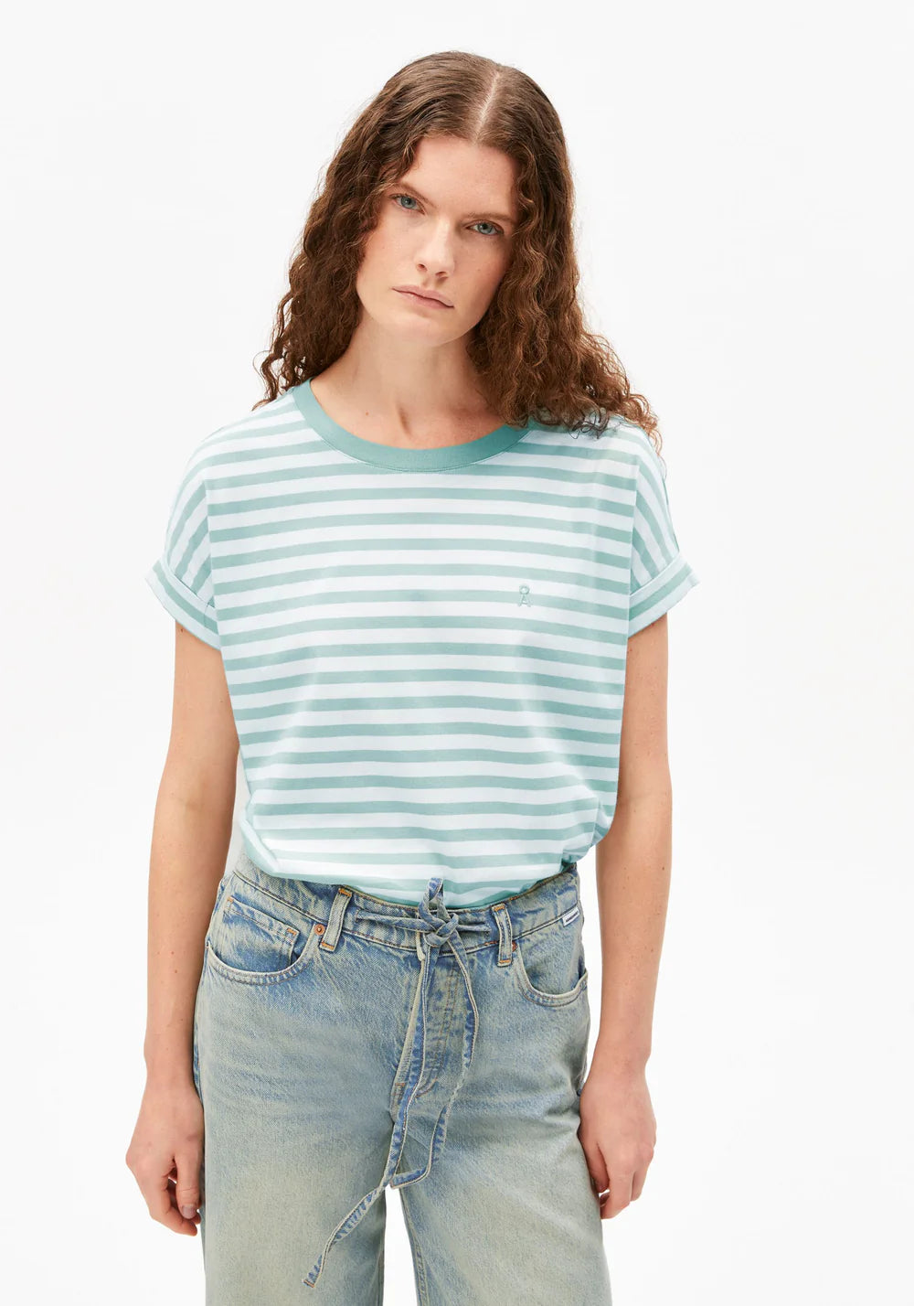 T-Shirt IDAARA STRIPES White-Foam von Armedangels