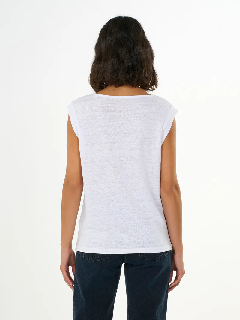 T-Shirt Linen Sleeveless Bright White von Knowledge Cotton Apparel 2