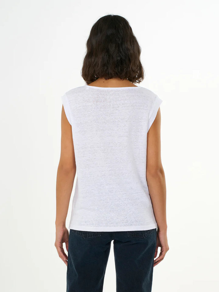 T-Shirt Linen Sleeveless Bright White von Knowledge Cotton Apparel 2
