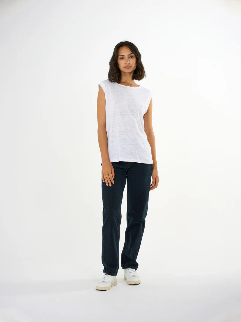 T-Shirt Linen Sleeveless Bright White von Knowledge Cotton Apparel 3