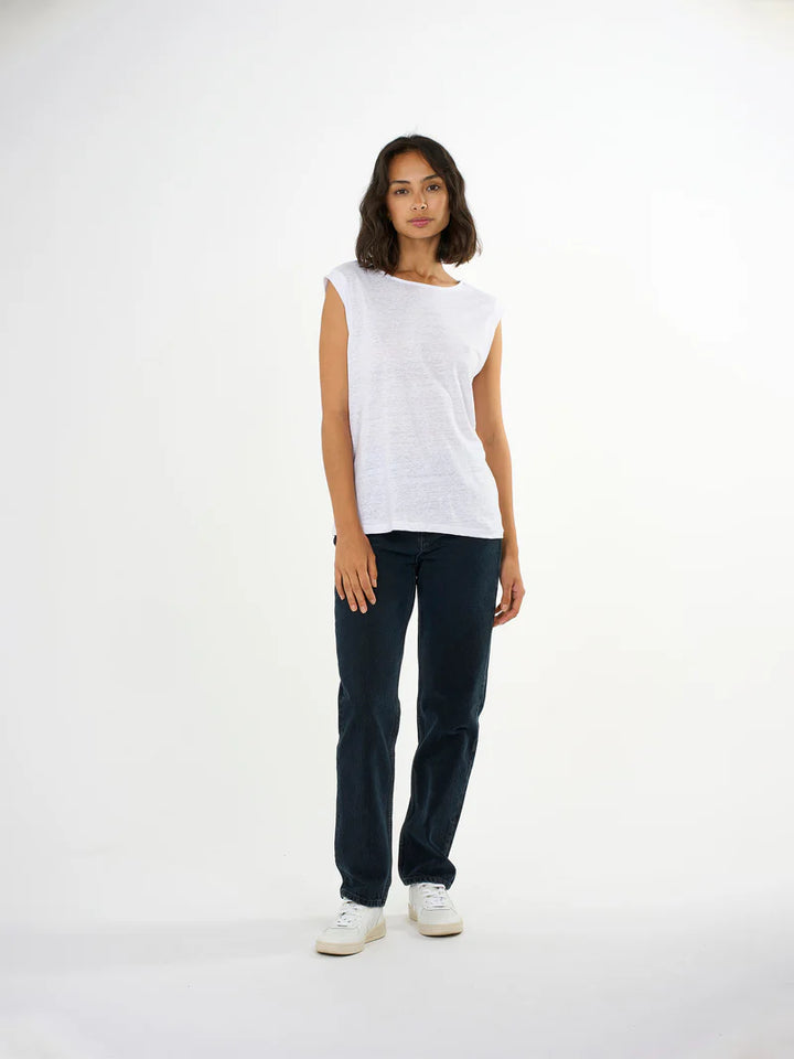 T-Shirt Linen Sleeveless Bright White von Knowledge Cotton Apparel 3