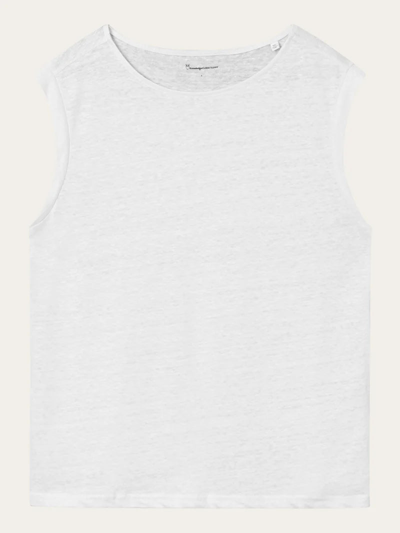 T-Shirt Linen Sleeveless Bright White von Knowledge Cotton Apparel