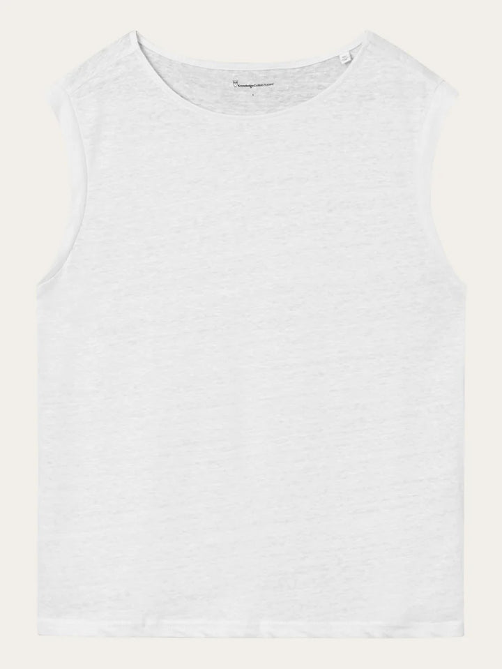 T-Shirt Linen Sleeveless Bright White von Knowledge Cotton Apparel