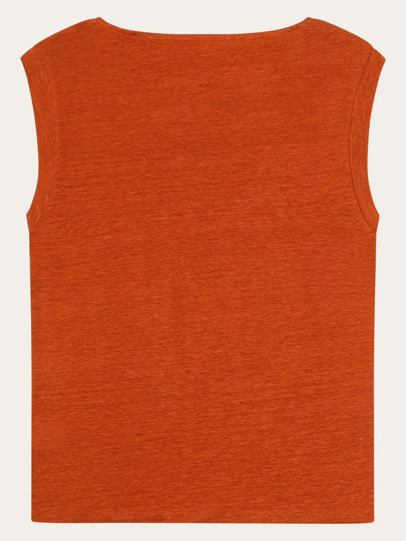T-Shirt Linen Sleeveless Burnt Brick von Knowledge Cotton Apparel 2