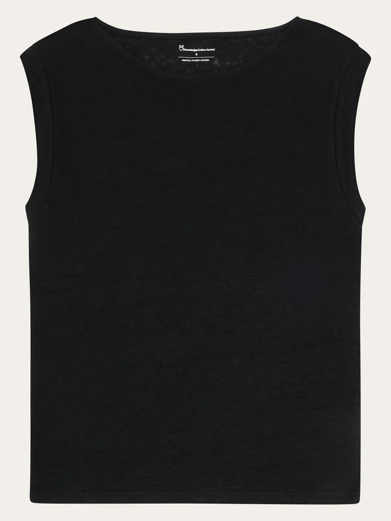 T-Shirt Linen Sleeveless Jet Black von Knowledge Cotton Apparel 11