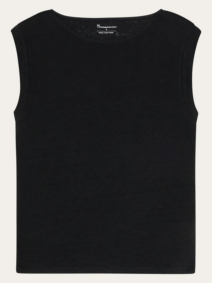 T-Shirt Linen Sleeveless Jet Black von Knowledge Cotton Apparel 11