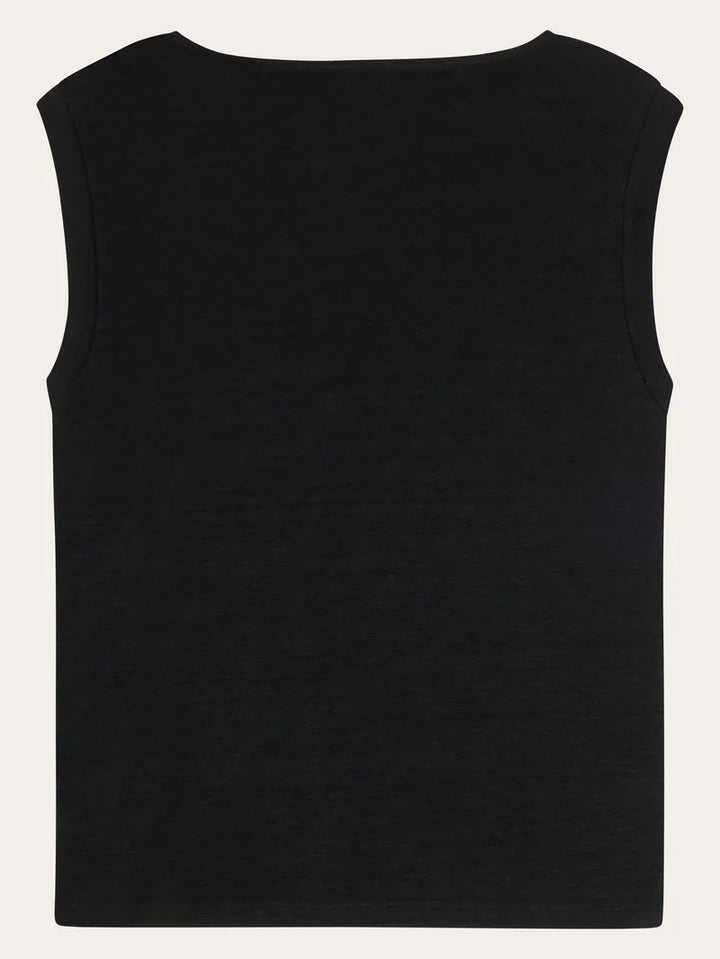 T-Shirt Linen Sleeveless Jet Black von Knowledge Cotton Apparel 22