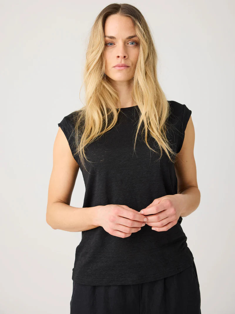 T-Shirt Linen Sleeveless Jet Black von Knowledge Cotton Apparel 33