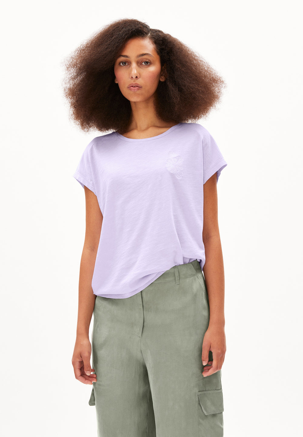 T-Shirt ONELIAA FAANCY Lavender Light von Armedangels