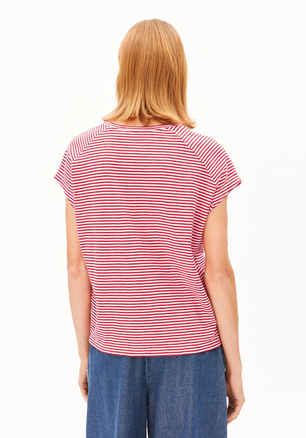 T-Shirt SLUB JERSEY STRIPE T-SHIRT Pink Mist-Mars Red von Armedangels 1