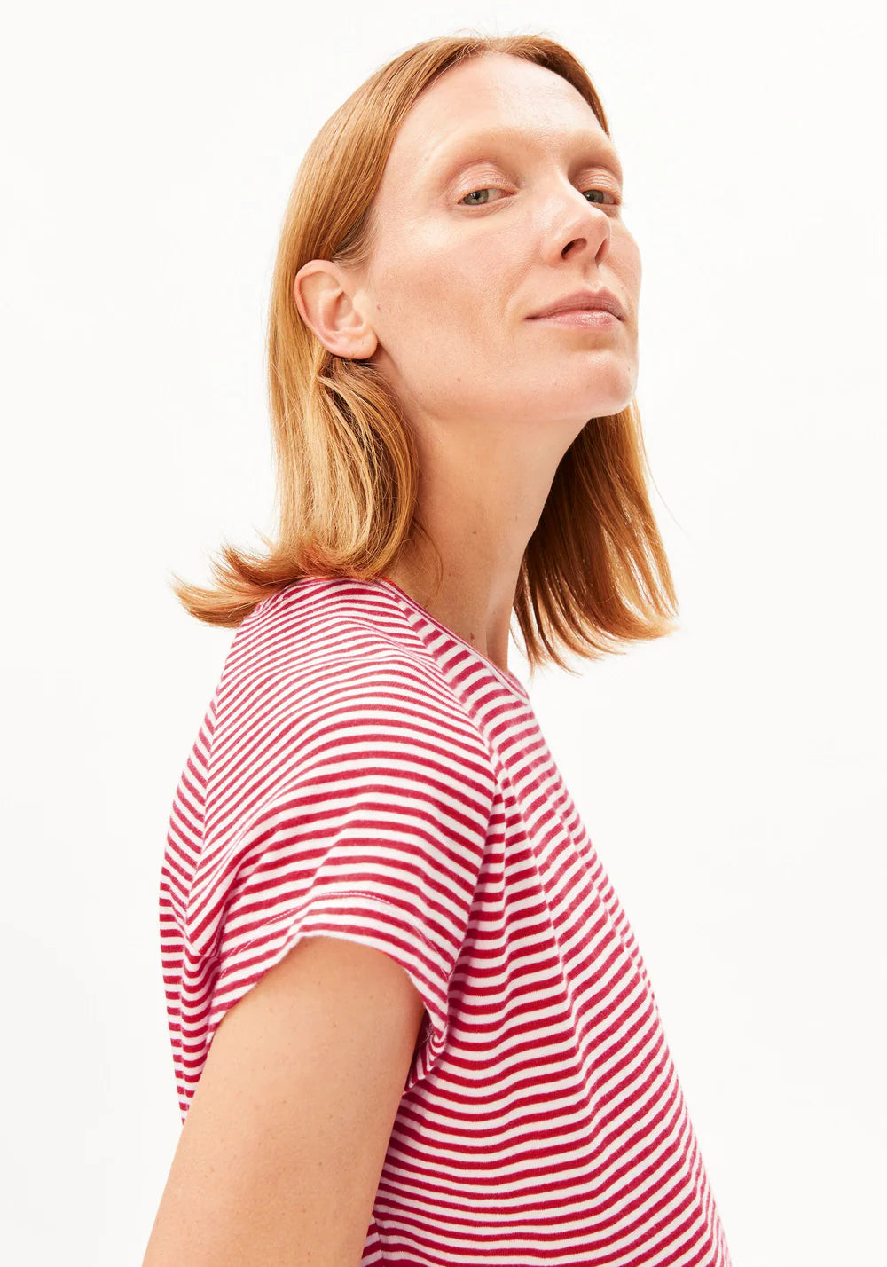 T-Shirt SLUB JERSEY STRIPE T-SHIRT Pink Mist-Mars Red von Armedangels 2