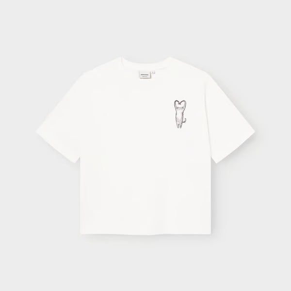 T-Shirt Vadstena Heart Cat Off-White von Dedicated 1