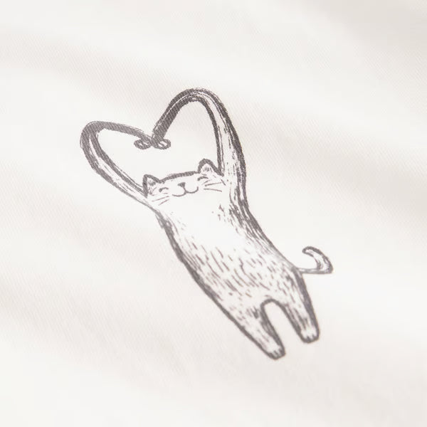 T-Shirt Vadstena Heart Cat Off-White von Dedicated 2