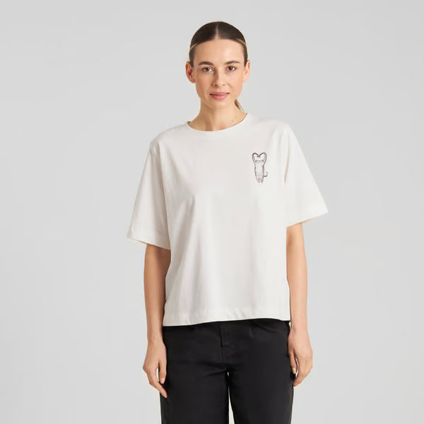 T-Shirt Vadstena Heart Cat Off-White von Dedicated