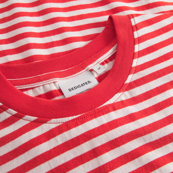 T-shirt Vadstena Stripes Grenadine Red von Dedicated 1
