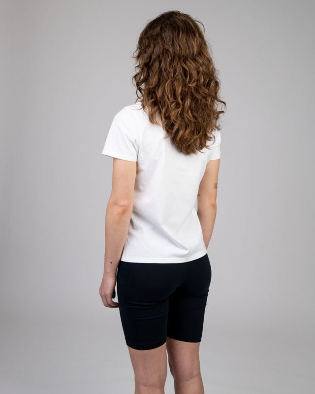 TreeShirt Women Pocket Flowers White von Nikin Model Rückseite