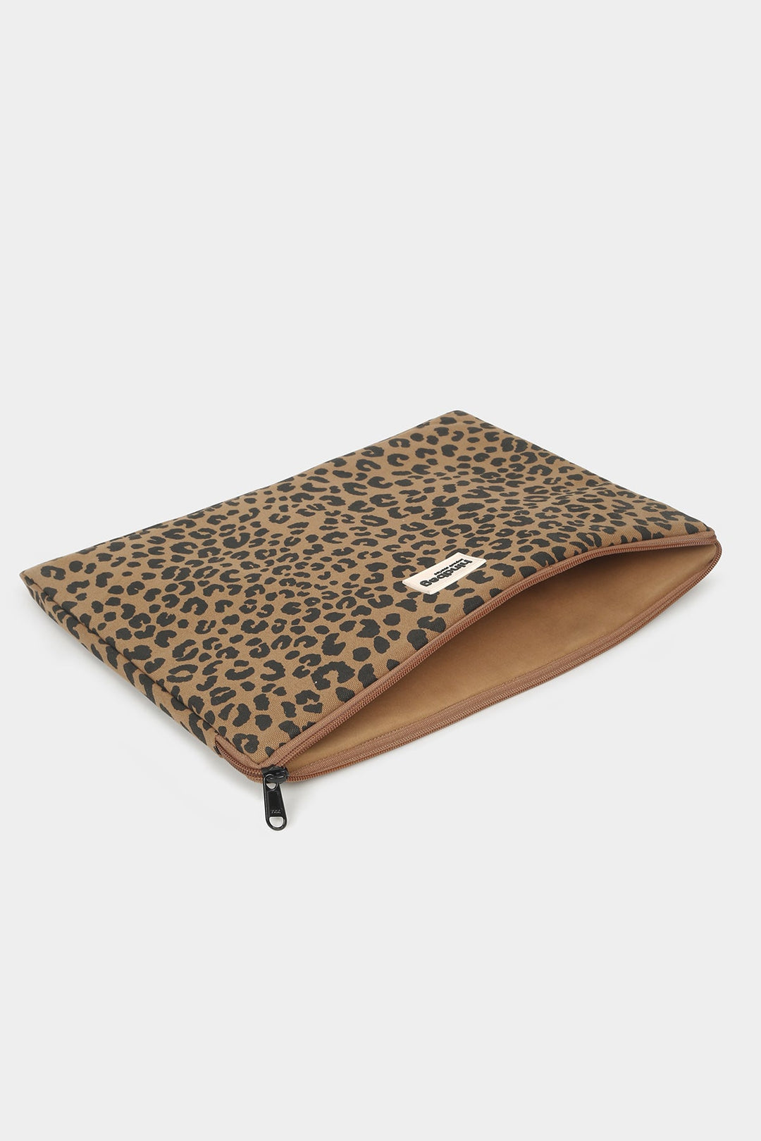 Ava Laptop-Hülle Zimt Leopard von hindbag, Innenansicht mit Polsterung