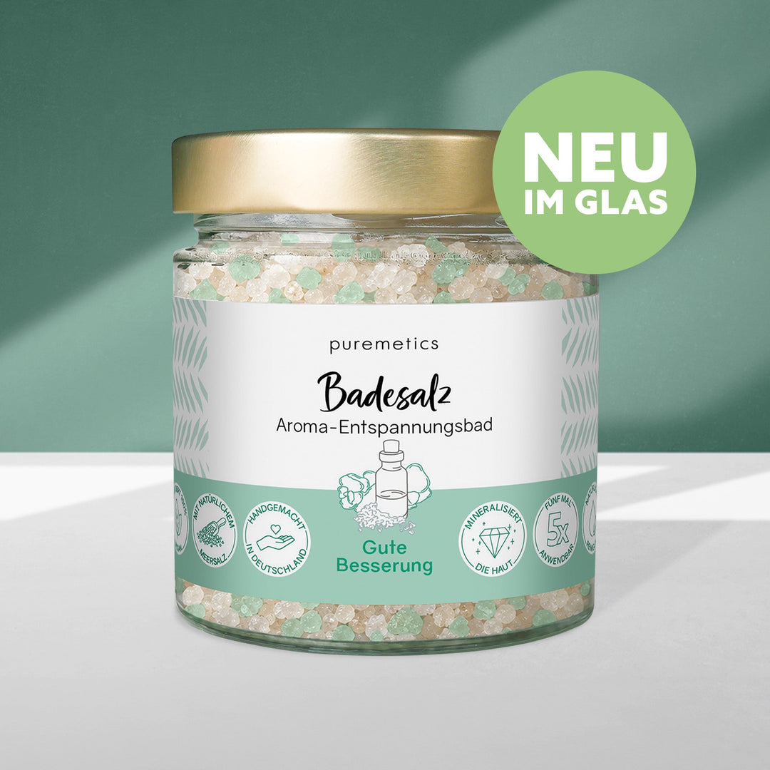 Badesalz Gute Besserung mit Eukalyptusöl von puremetics