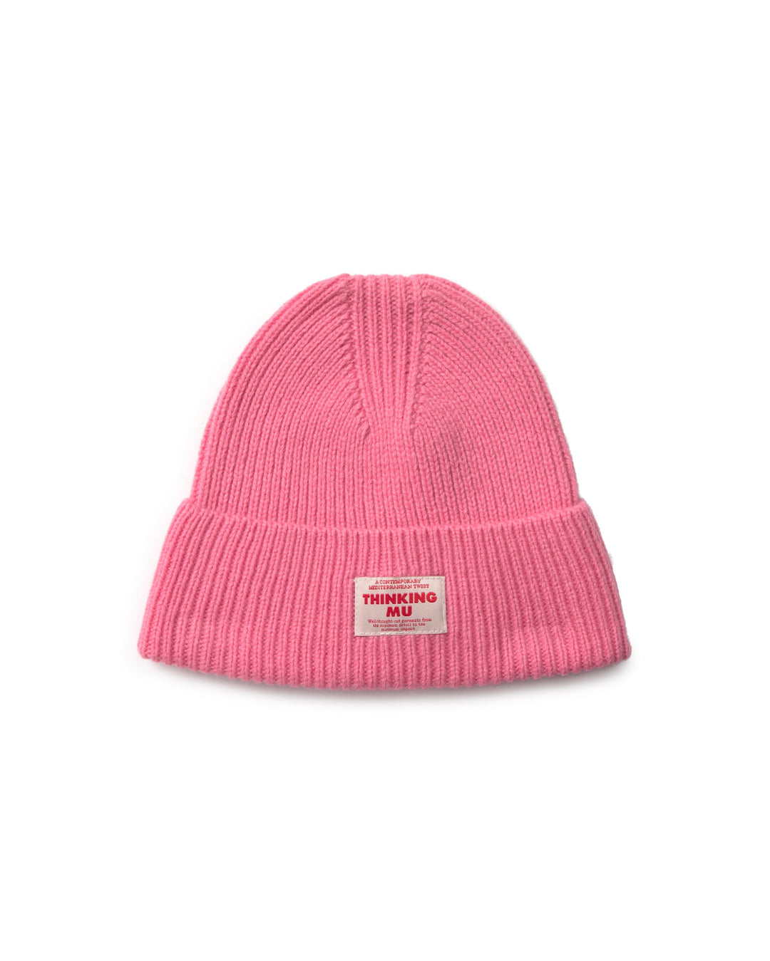 Beanie Amor Rosa von Thinking MU, Wollmütze mit Label vorne