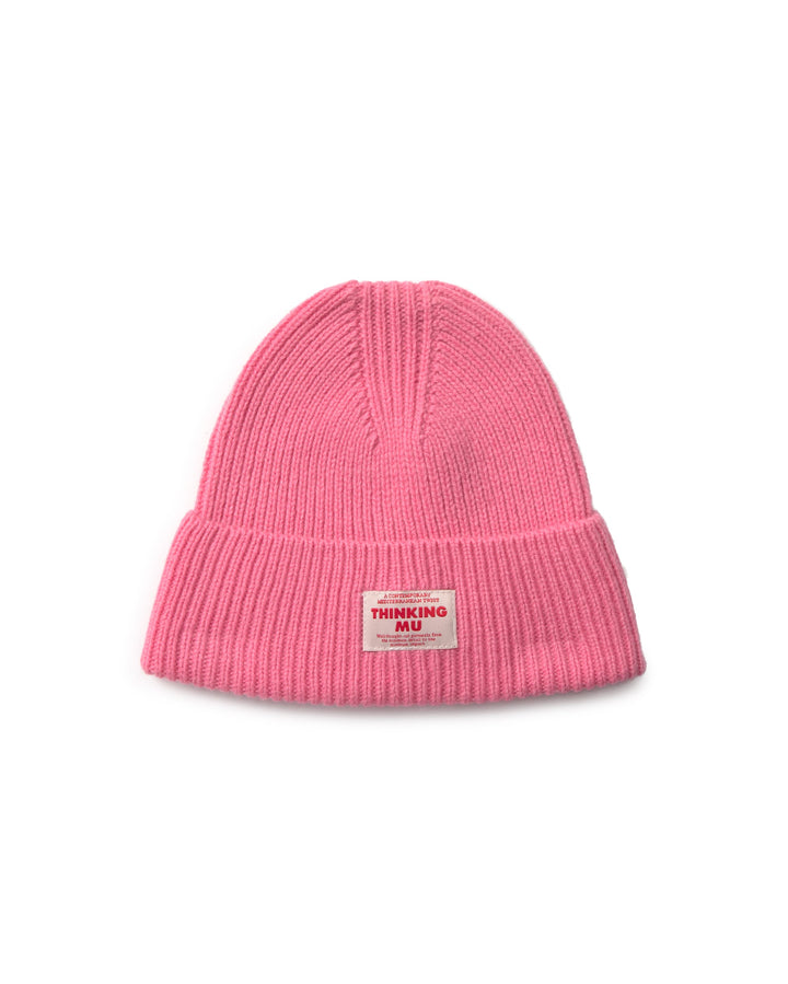Beanie Amor Rosa von Thinking MU, Wollmütze mit Label vorne