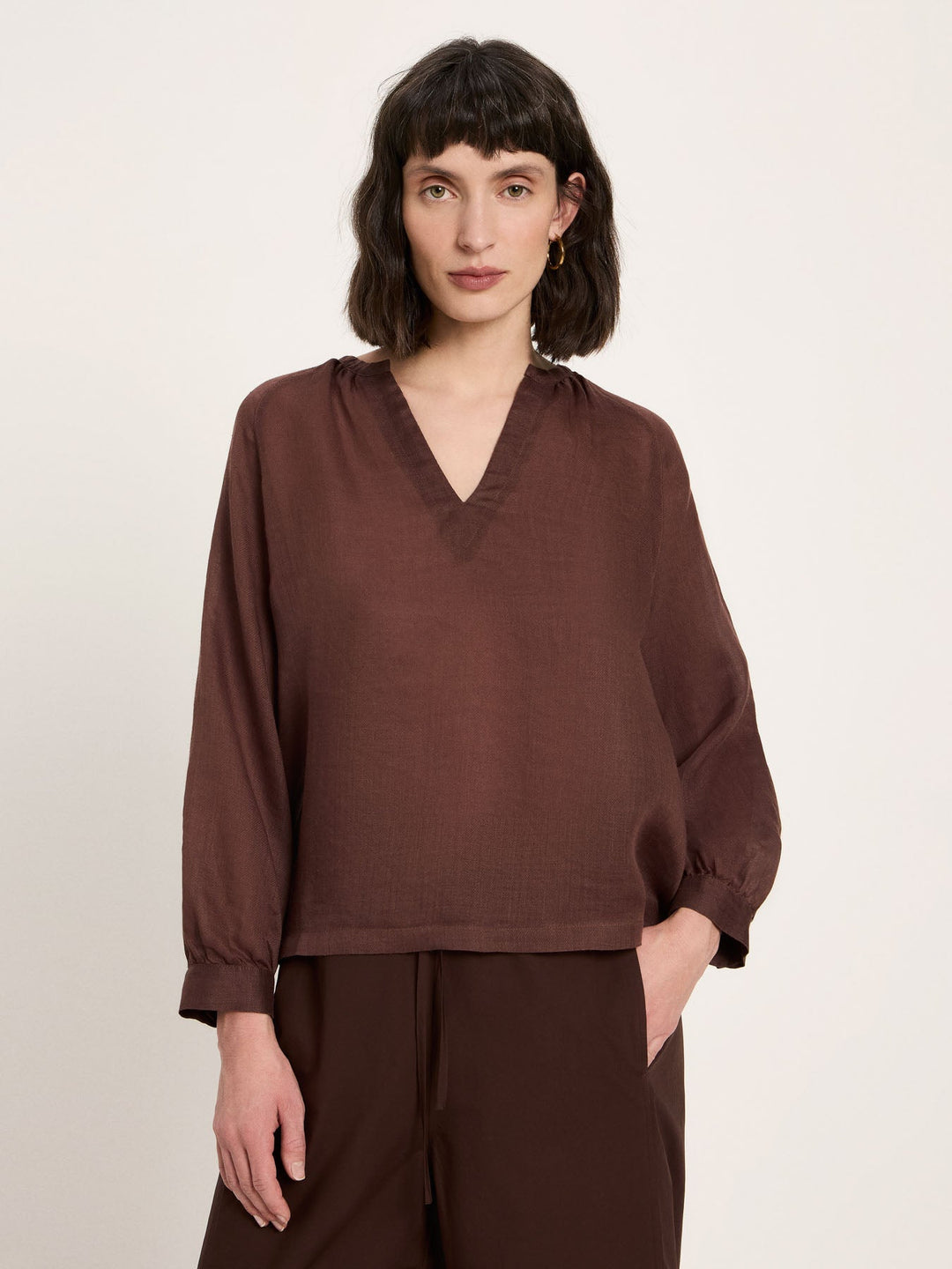 Bluse 3/4 Arm Chocolate – LANIUS – Zweiblatt 3