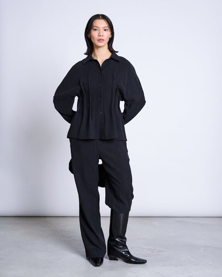 Bluse Gathered Blouse Calva Black von JAN 'N JUNE