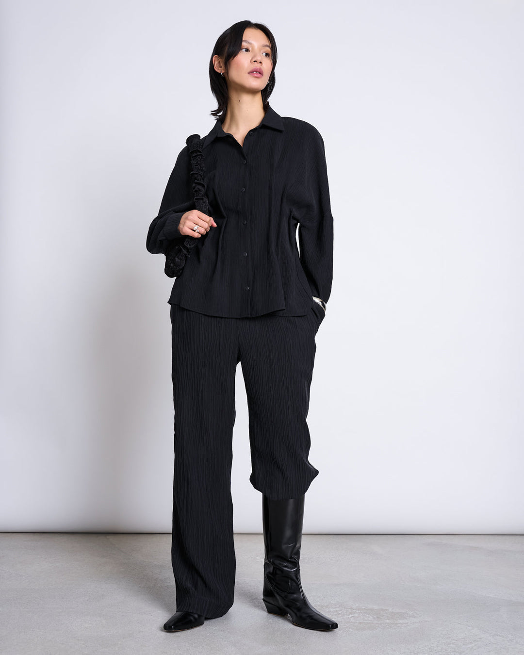 Bluse Gathered Blouse Calva Black von JAN 'N JUNE