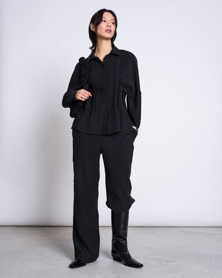 Bluse Gathered Blouse Calva Black von JAN 'N JUNE