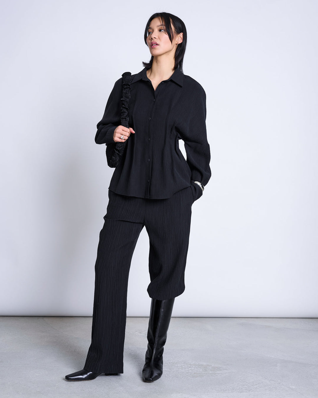 Bluse Gathered Blouse Calva Black von JAN 'N JUNE