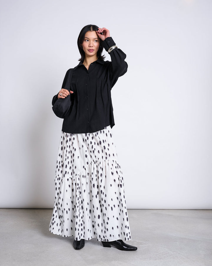 Bluse Gathered Blouse Calva Black von JAN 'N JUNE