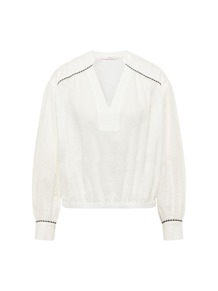Bluse mit gerafftem Saum White von Lanius freigestellt