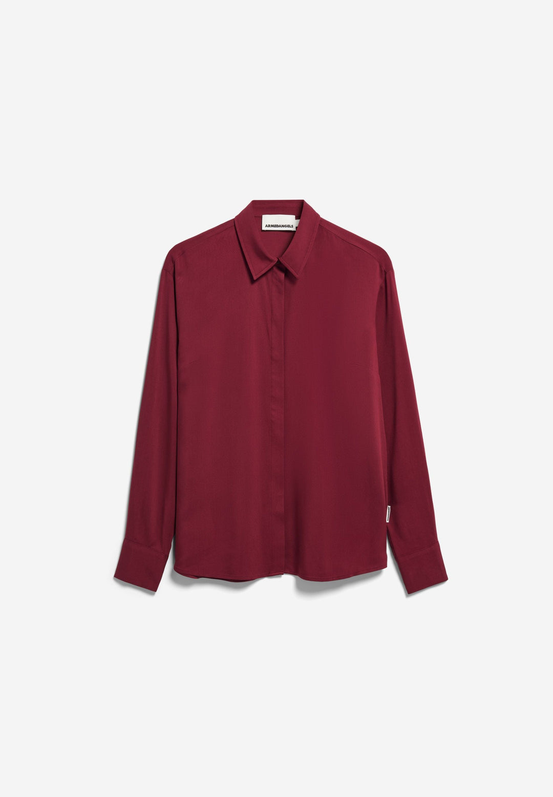 Bluse LARISAANA Langarm Velvet Red von Armedangels freigestellt