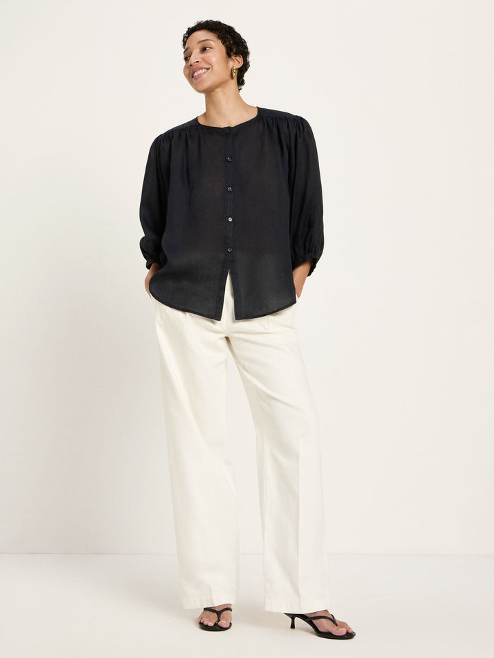 Bluse mit Krauseln Onyx – LANIUS – Zweiblatt 2