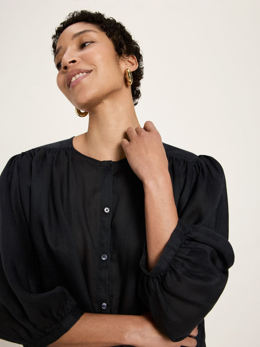 Bluse mit Krauseln Onyx – LANIUS – Zweiblatt 3