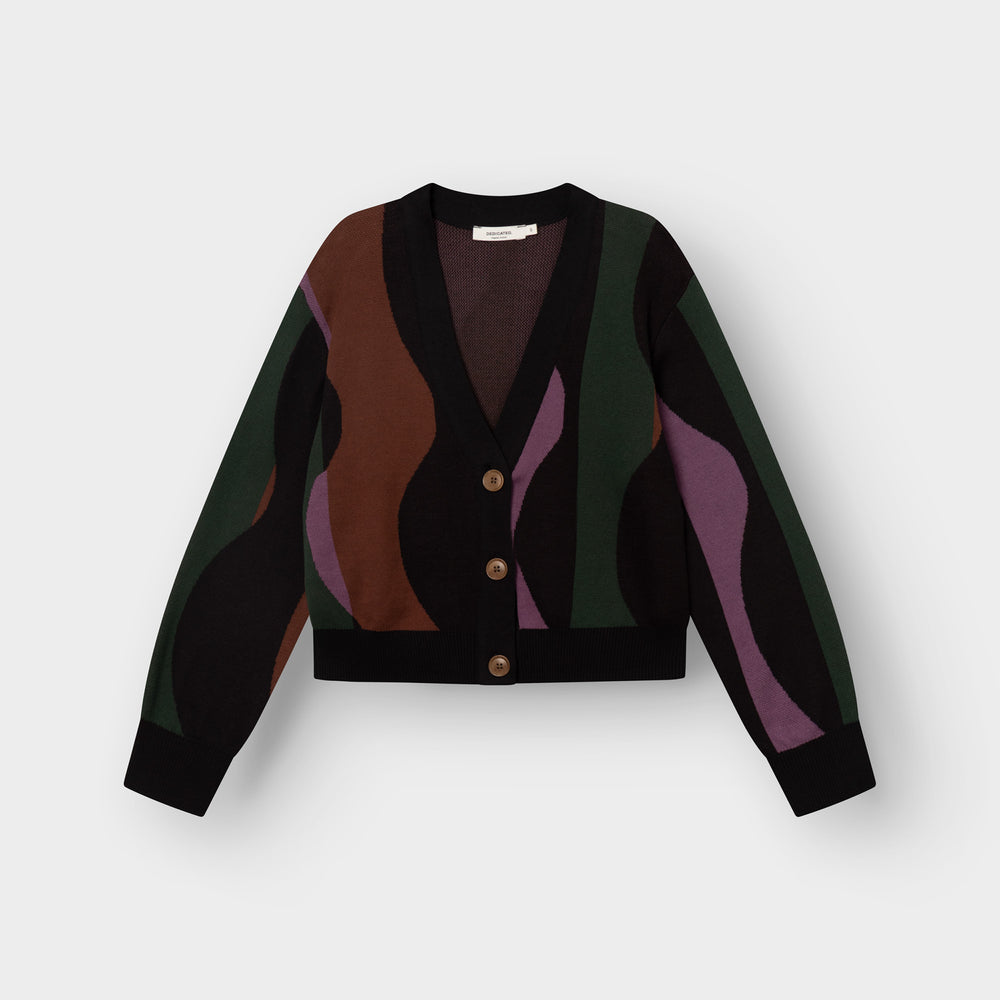 Cardigan Kanan Wavy Stripe Multi Color von Dedicated, Strickjacke Freisteller