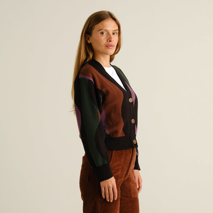 Cardigan Kanan Wavy Stripe Multi Color von Dedicated, Seitenansicht