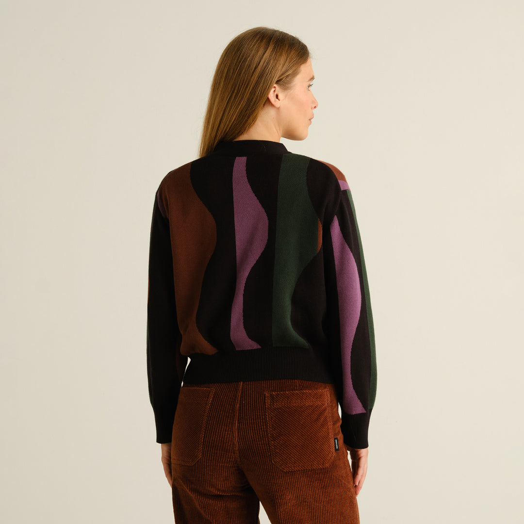 Cardigan Kanan Wavy Stripe Multi Color von Dedicated, Rückansicht