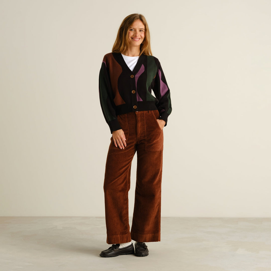 Cardigan Kanan Wavy Stripe Multi Color von Dedicated, ganzes Outfit