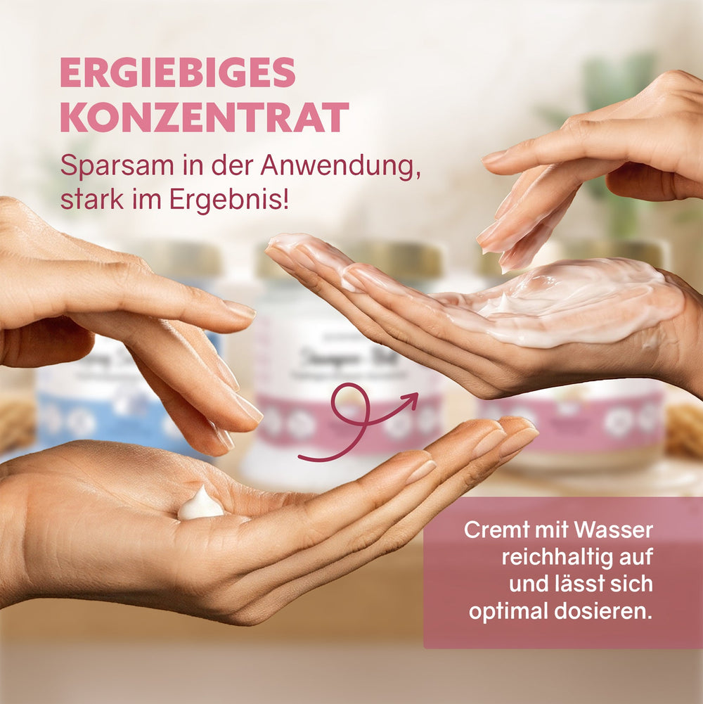 Volumen Conditioner-Cream Reismilch: wasserfreies Konzentrat für Längen und Spitzen