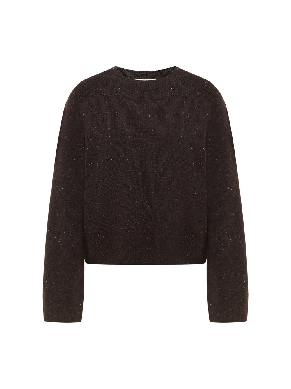 Cropped Pullover GOTS Bitter Chocolate Tweed von Lanius freigestellt